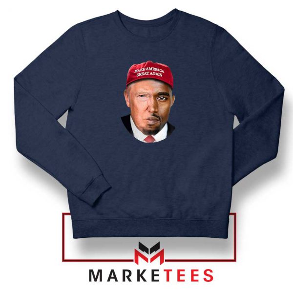 Trump Kanye West Face Navy Sweater