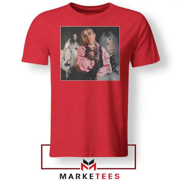 Billie Eilish Music Concert Red Tee Shirt