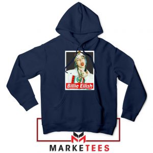 Billie Eilish Pop Singer Navy Blue Hoodie