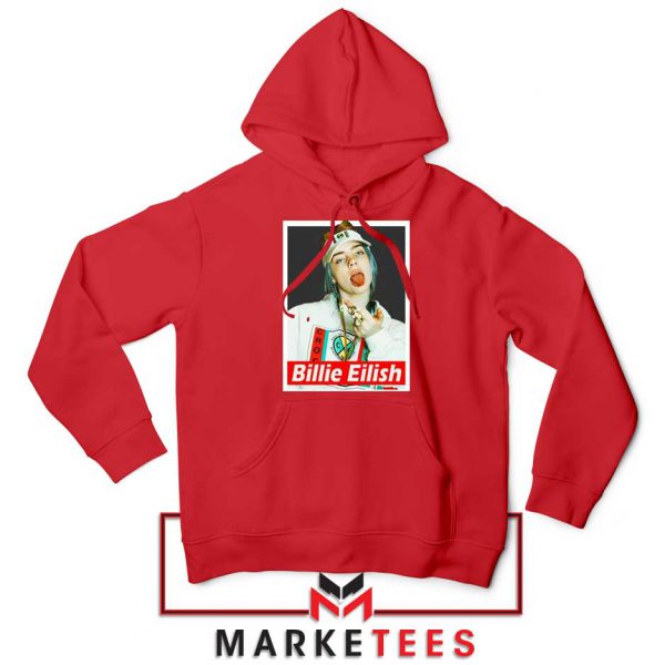 Billie Eilish Pop Singer Red Hoodie