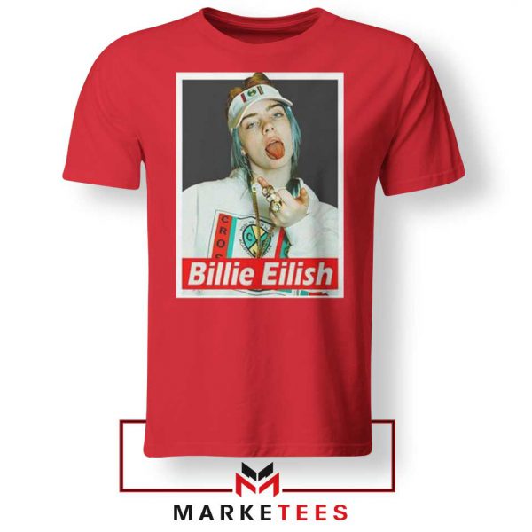 Billie Eilish Pop Singer Red Tee Shirt