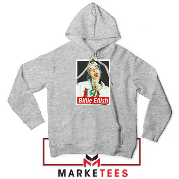Billie Eilish Pop Singer Sport Grey Hoodie
