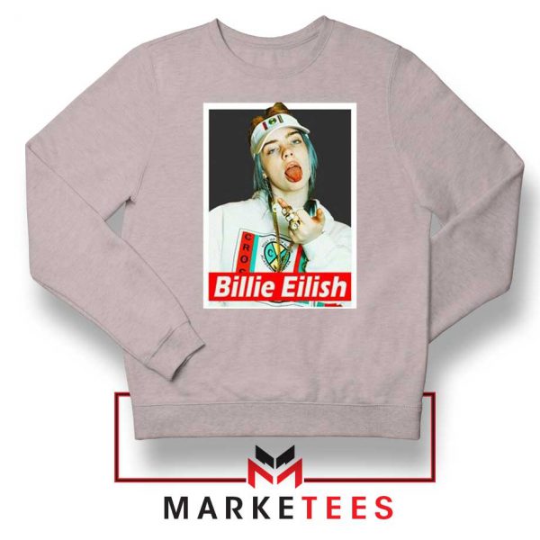 Billie Eilish Pop Singer Sport Grey Sweatshirt