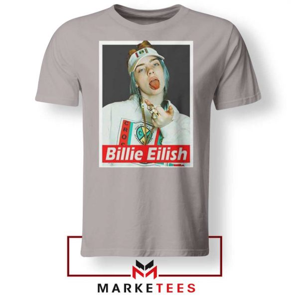 Billie Eilish Pop Singer Sport Grey Tee Shirt