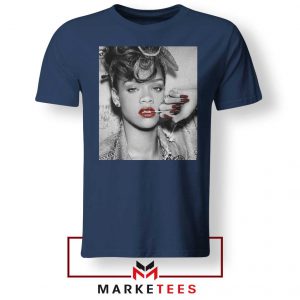 Buy Rihanna Music Singer Navy Blue Tee Shirt