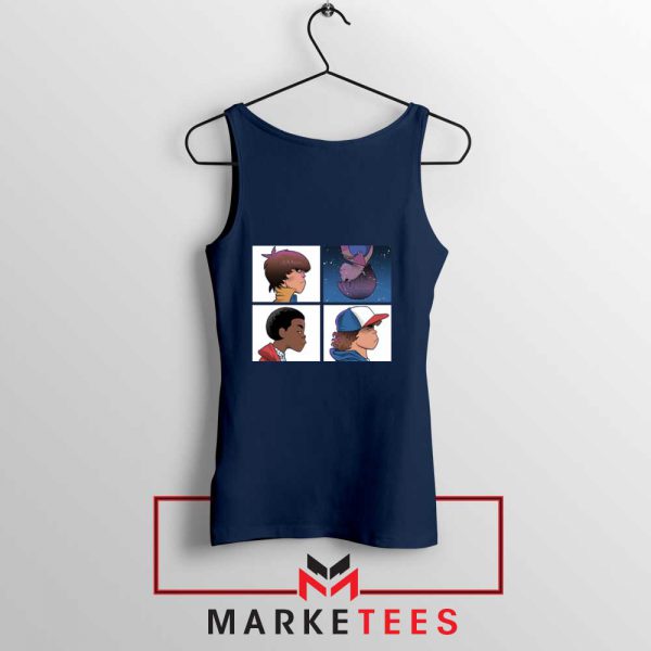 Buy Stranger Things Characters Navy Blue Tank Top