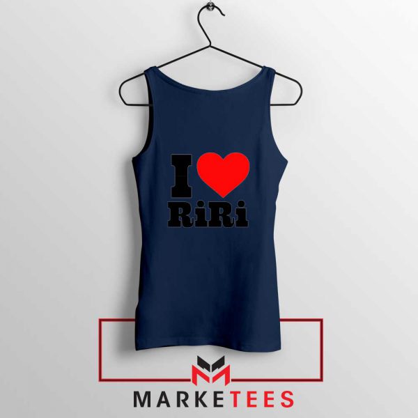 Quote I Love RiRi Navy Blue Tank Top