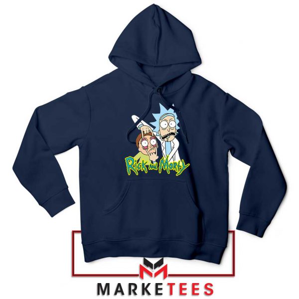 Rick and Morty Eyes Open Navy Blue Hoodie