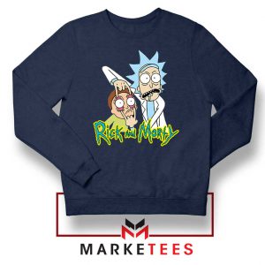 Rick and Morty Eyes Open Navy Blue Sweatshirt