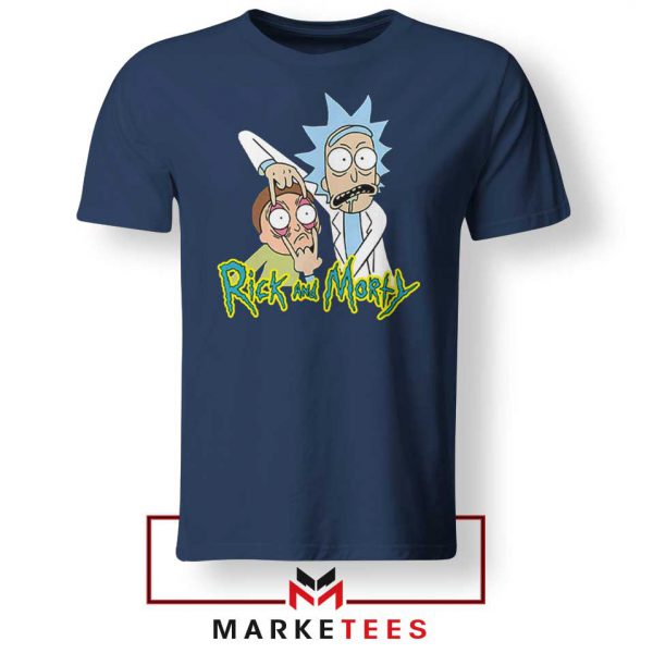 Rick and Morty Eyes Open Navy Blue Tshirt