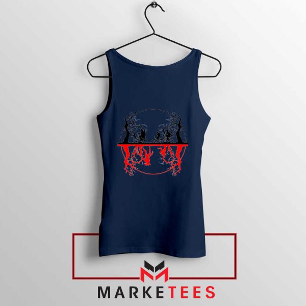 Silhouettes Upside Down Navy Blue Tank Top