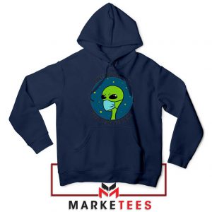 Social Distancing Alien Navy Blue Hoodie