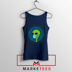 Social Distancing Alien Navy Blue Tank Top