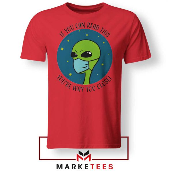 Social Distancing Alien Red Tshirt