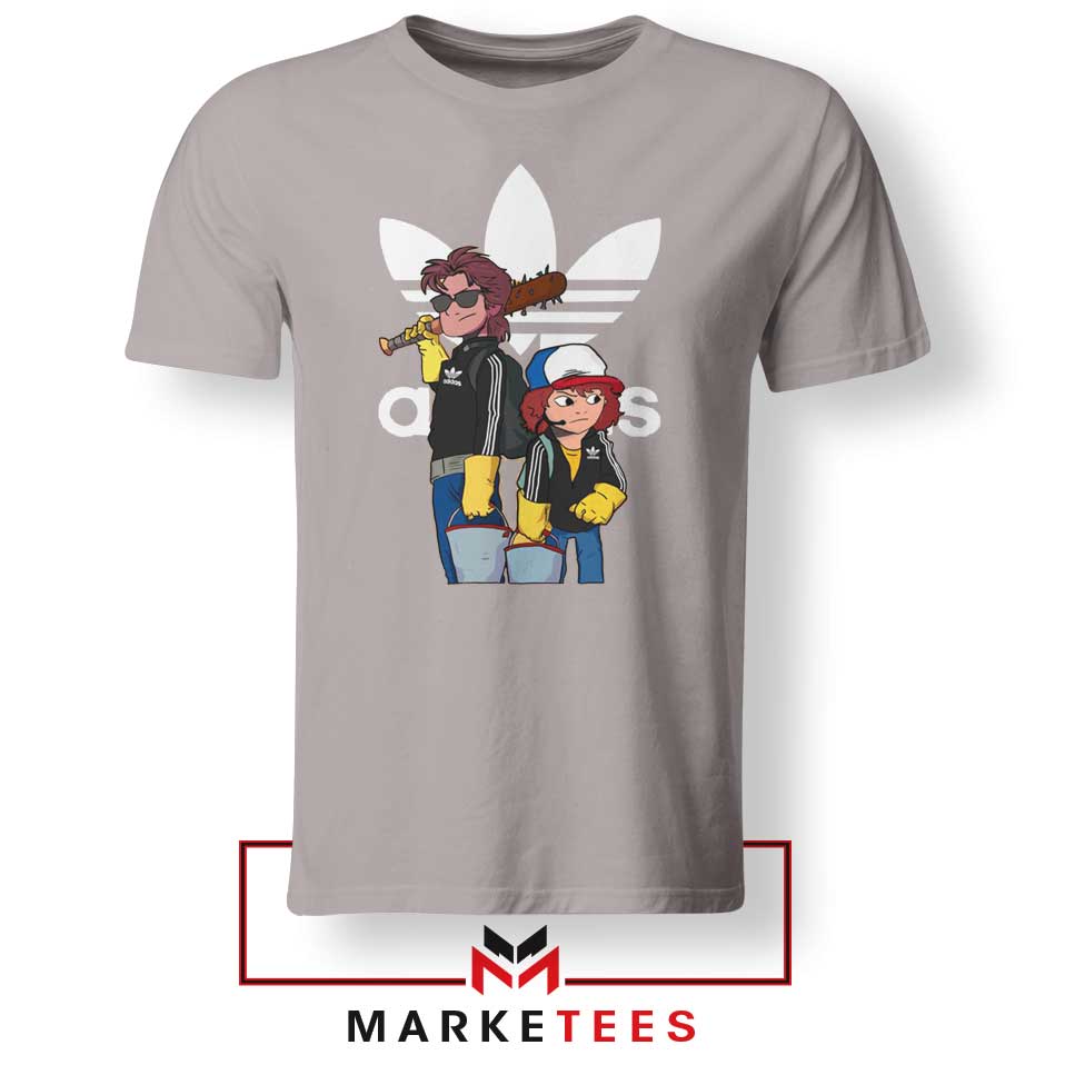 maceta Alas Recomendación Stranger Things Adidas Parody Tee Shirt Steve And Dustin - USA Apparel