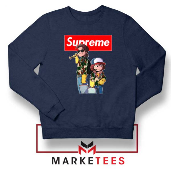 Stranger Things Dustin And Steve Navy Blue Sweater