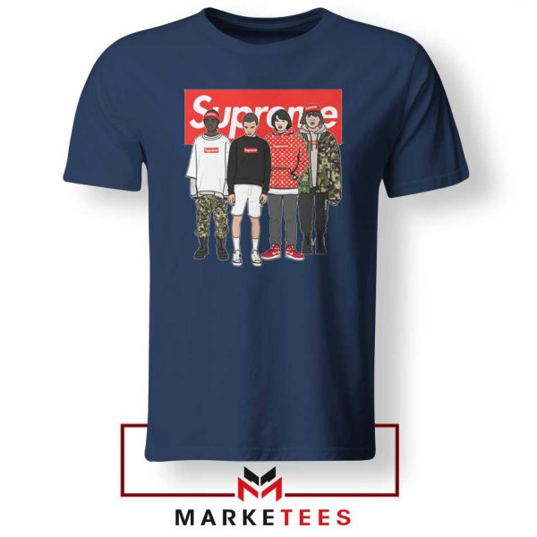 Stranger Things Funny Supreme Navy Blue Tee Shirt