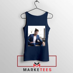 Zac Efron Richard Samuels Navy Blue Tank Top