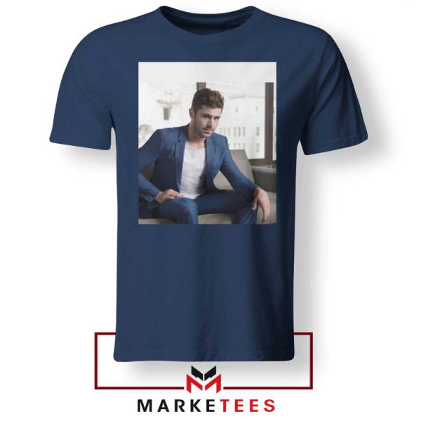 Zac Efron Richard Samuels Navy Blue Tshirt