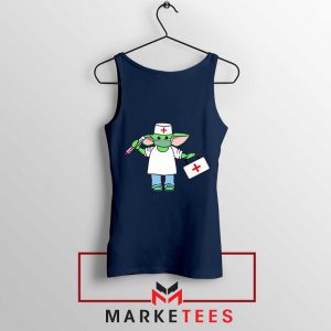 Baby Yoda Covid19 Navy Blue Tank Top