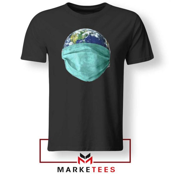 Earth Mask Coronavirus Black Tshirt