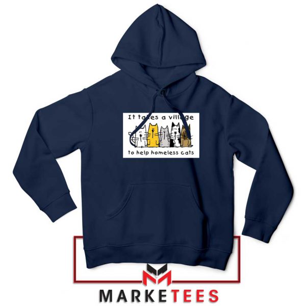 It Takes Village Cat Navy Blue Hoodie