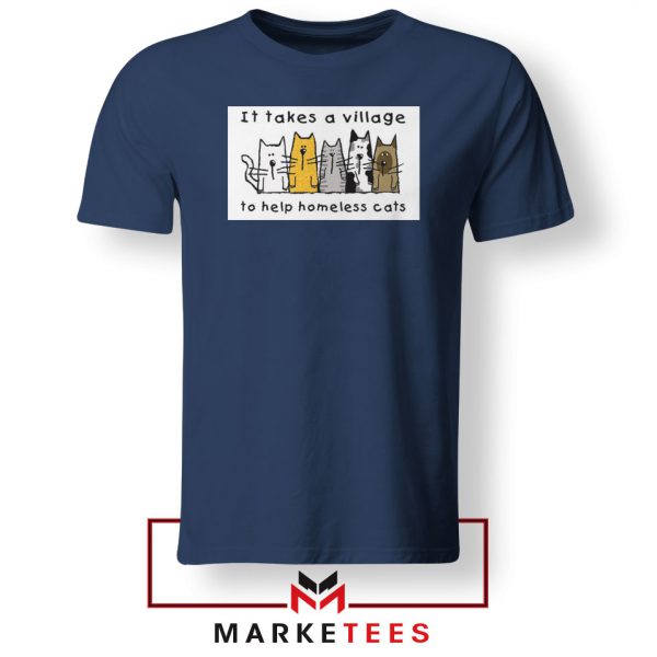 It Takes Village Cat Navy Blue Tshirt