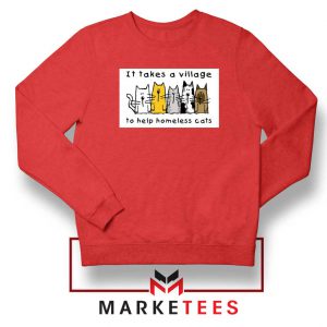 It Takes Village Cat Red Sweatshirt