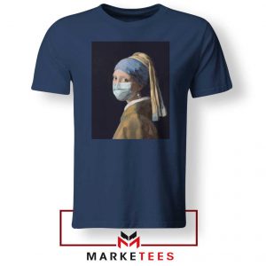 Mask Girl Coronavirus Navy BLue Tshirt