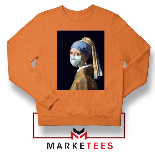 Mask Girl Coronavirus Orange Sweatshirt