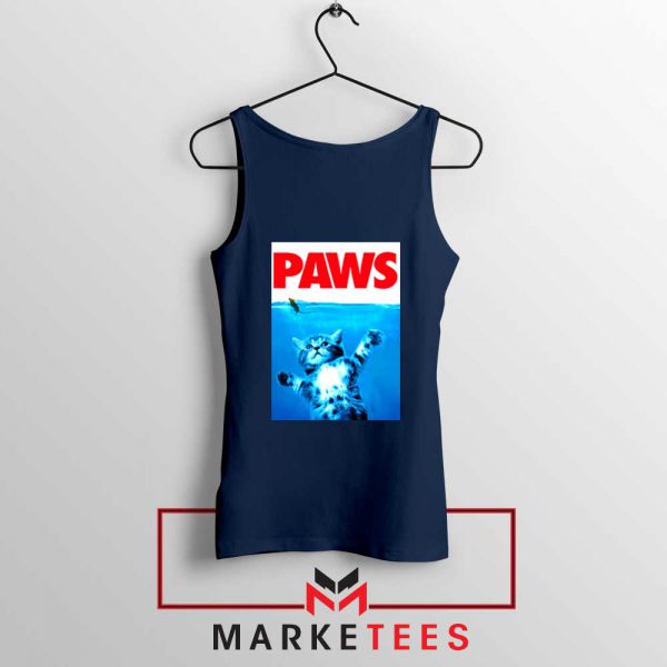 Paws Cat and Mouse Navy Blue Tank Top