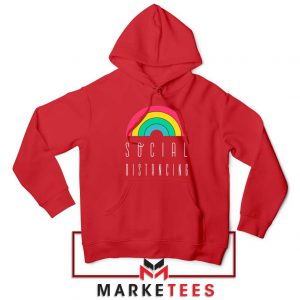 Social Distancing Rainbow Red Hoodie