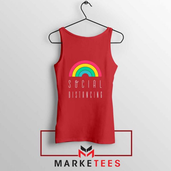 Social Distancing Rainbow Red Tank Top