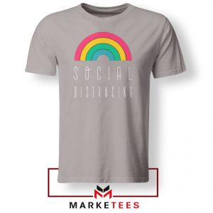 Social Distancing Rainbow Sport Grey Tshirt