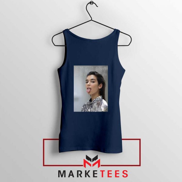 Tongue Out Poster Dua Lipa Navy Blue Tank Top