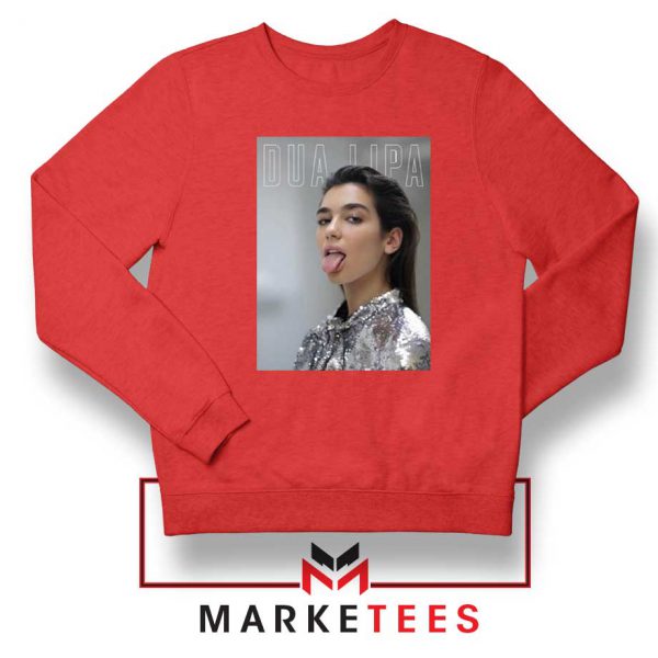 Tongue Out Poster Dua Lipa Red Sweatshirt