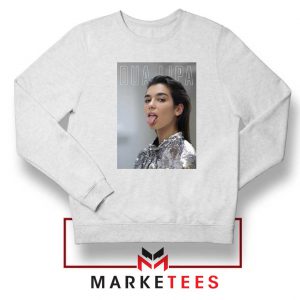 Tongue Out Poster Dua Lipa White Sweatshirt