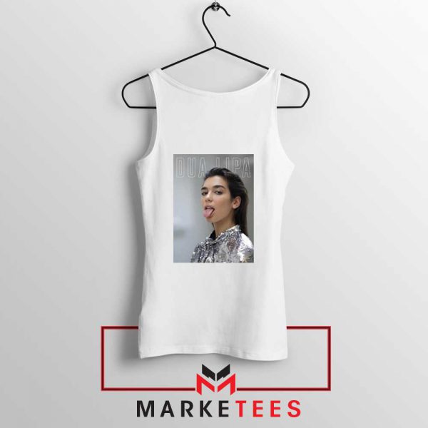 Tongue Out Poster Dua Lipa White Tank Top