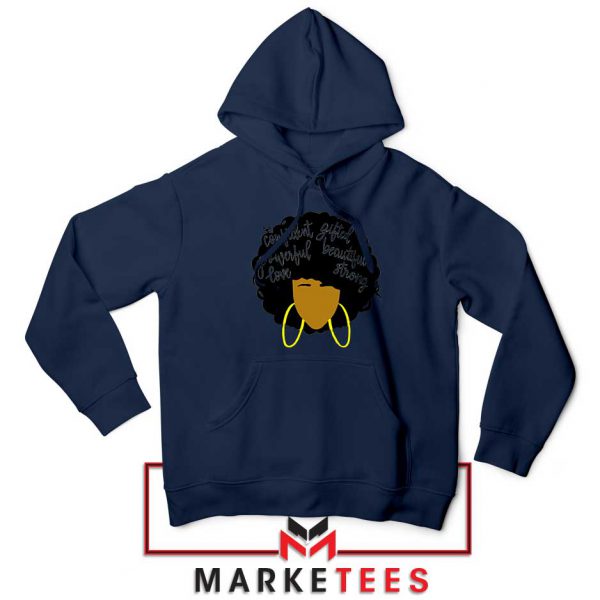 African American Woman Navy Blue Hoodie