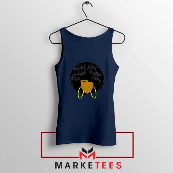 African American Woman Navy Blue Tank Top