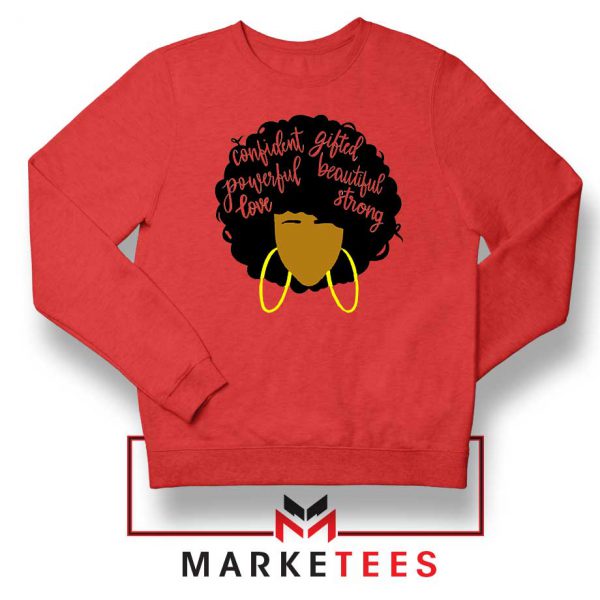 African American Woman Red Sweatshirt