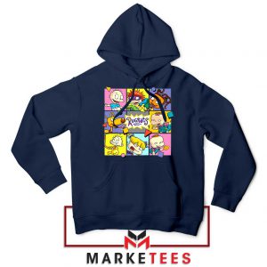 Cartoon Rugrats Boxes Navy Blue Hoodie