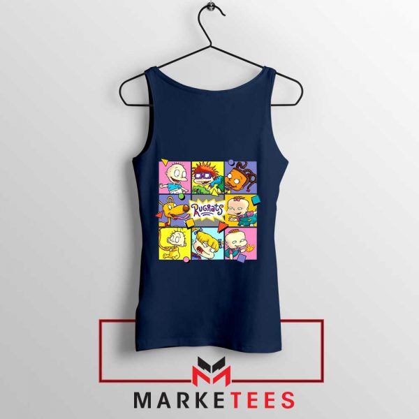 Cartoon Rugrats Boxes Navy Blue Tank Top