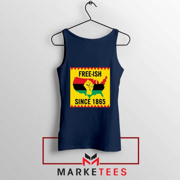 Juneteenth Day Flag NAvy Blue Tank Top