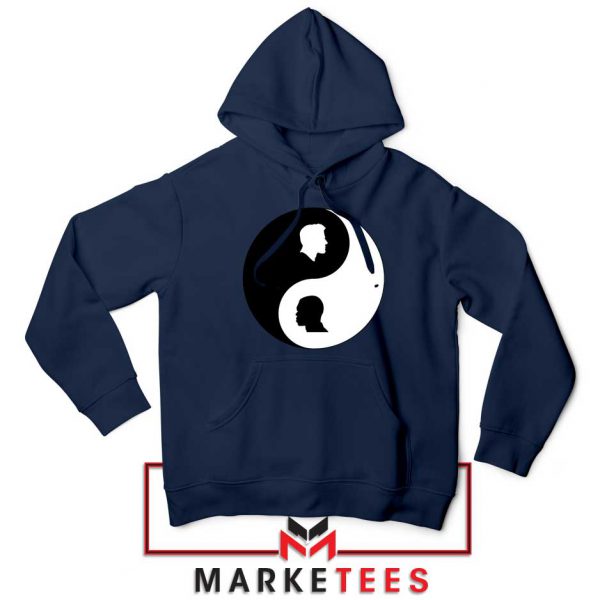 No To Racism Yin Yan Symbol Navy Blue Hoodie