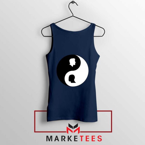 No To Racism Yin Yan Symbol Navy Blue Tank Top