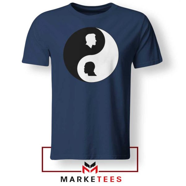 No To Racism Yin Yan Symbol Navy Blue Tshirt