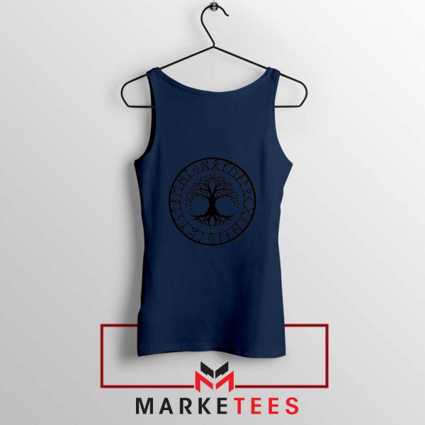 Old Norse Yggdrasill Navy Blue Tank Top