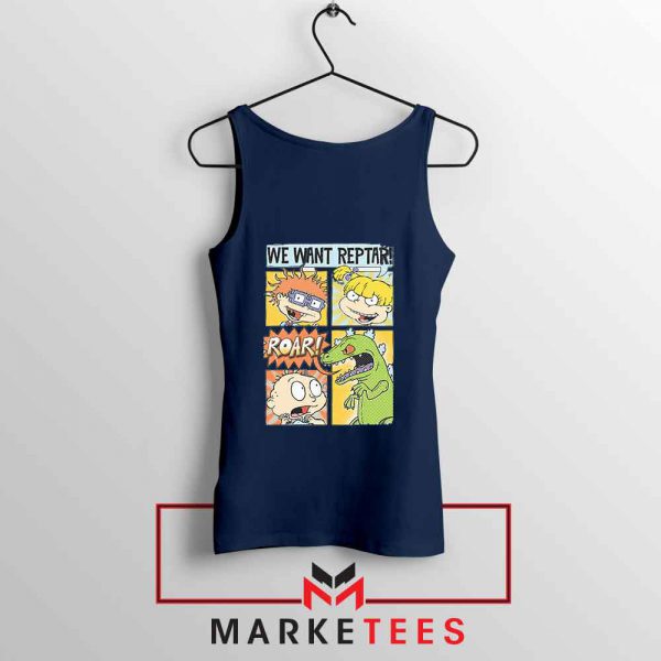 Rugrats We Want Reptar Navy Blue Tank Top