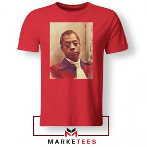 Baldwin American Novelist Red Tshirt